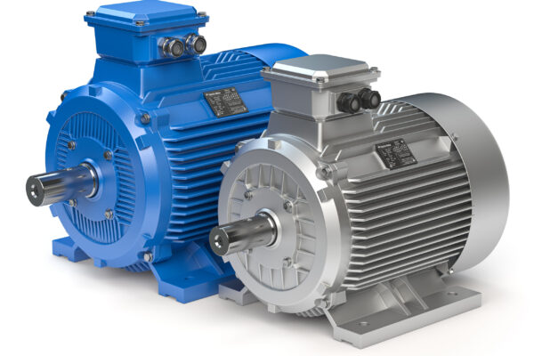 Industrial,Electric,Motors,Isolated,On,White.,3d,Illustration